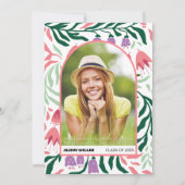 Klasse der Boho-Boho-arch-Retro-Blume 2025 Abschlu Einladung (Rückseite)