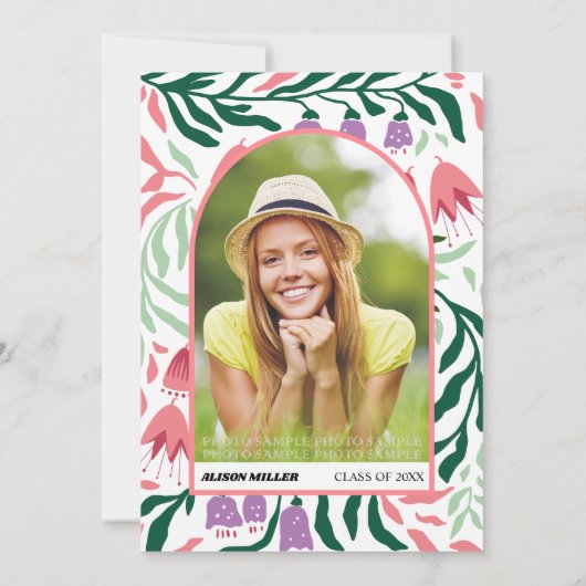 Klasse der Boho-Boho-arch-Retro-Blume 2025 Abschlu Einladung (Rückseite)