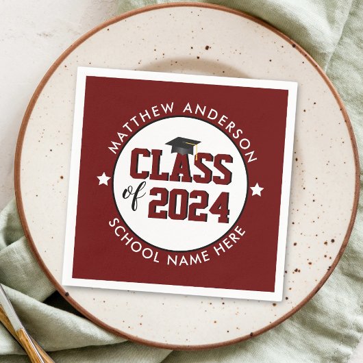 Klasse der Burgundy Graduate Graduation Party 2023 Serviette