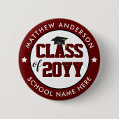 Klasse der Burgundy Graduate Graduation Party 2024 Button (Vorderseite)