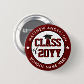 Klasse der Burgundy Graduate Graduation Party 2024 Button (Vorne & Hinten)