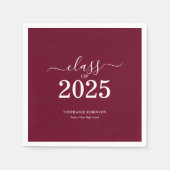 Klasse der Burgundy Graduation Party 2025 Serviette (Vorderseite)