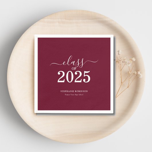 Klasse der Burgundy Graduation Party 2025 Serviette