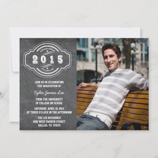 Klasse der Chalkboard-Foto-Graduierungspartei 2015 Einladung (Vorderseite)