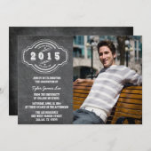Klasse der Chalkboard-Foto-Graduierungspartei 2015 Einladung (Vorne/Hinten)