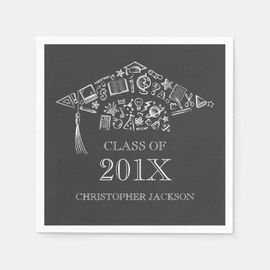 Klasse der Chalkboard Graduation Cap Paper Napkin Serviette (Vorderseite)