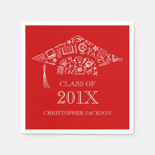 Klasse der Chalkboard Graduation Cap Paper Napkin Serviette (Vorderseite)