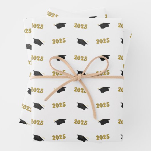 Klasse der Classic Grad Cap and Balloons 2025 Geschenkpapier Set (Beispiel)