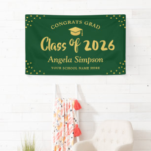 Klasse der Classic Green Gold Graduation Party 202 Banner