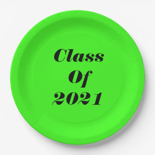 Klasse der "Custom Neon Green Graduation Party" Pappteller