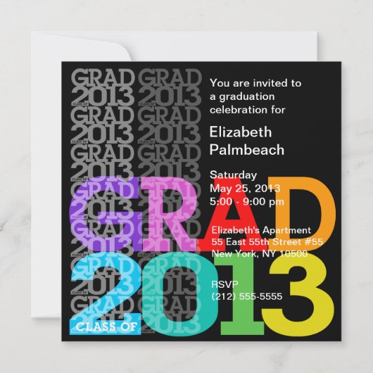 Klasse der Einladungsfarben der Graduierungspartei Einladung (Rückseite)