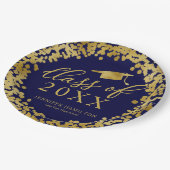 Klasse der Elegant Gold Blue Graduation Party 2021 Pappteller (Schrägansicht)