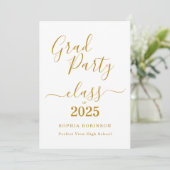 Klasse der Elegant Gold Script Graduation Party 20 Einladung (Stehend Vorderseite)