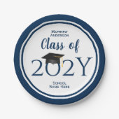 Klasse der Elegant Navy Blue Graduation Party 2021 Pappteller (Vorderseite)