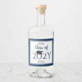 Klasse der Elegant Navy Blue Graduation Party 2023 Alkoholflaschenetikett (Vorderseite)