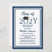 Klasse der Elegant Navy Blue Graduation Party 2023 Einladung (Vorderseite)