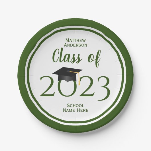 Klasse der Elegant Navy Blue Graduation Party 2023 Pappteller (Vorderseite)