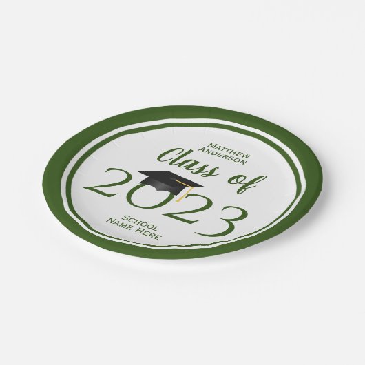 Klasse der Elegant Navy Blue Graduation Party 2023 Pappteller (Schrägansicht)