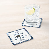 Klasse der Elegant Navy Blue Graduation Party 2023 Rechteckiger Pappuntersetzer (Vor Ort)