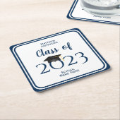 Klasse der Elegant Navy Blue Graduation Party 2023 Rechteckiger Pappuntersetzer (angewinkelt)