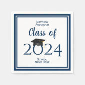 Klasse der Elegant Navy Blue Graduation Party 2024 Serviette (Vorderseite)