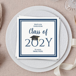 Klasse der Elegant Navy Blue Graduation Party 2024 Serviette