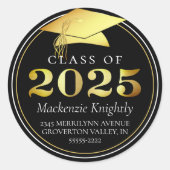 Klasse der eleganten Schwarzen Rücksendeadresse 20 Runder Aufkleber (Vorderseite)