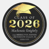 Klasse der eleganten Schwarzen Rücksendeadresse 20 Runder Aufkleber (Vorderseite)