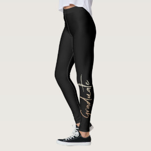 Klasse der eleganten Typografie Graduate Black Gol Leggings