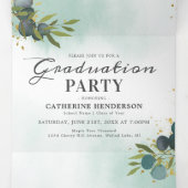 Klasse der Eukalyptus-Graduationspartei 2025 Dreifach Gefaltete Einladung (Innenseite Mitte)