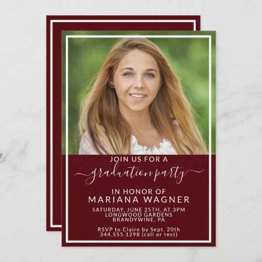 Klasse der Foto Graduation Party 2024 Einladung (Vorne/Hinten)