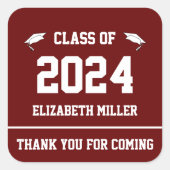 Klasse der Gefälligkeiten für dunkelrote und weiße Quadratischer Aufkleber (Vorderseite)