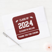 Klasse der Gefälligkeiten für dunkelrote und weiße Quadratischer Aufkleber (Umschlag)