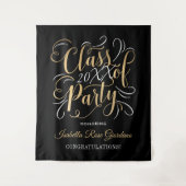 Klasse der Gold Black Custom Graduation Party 2025 Wandteppich (Vorderseite)