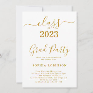 Klasse der Gold Script Graduation Party 2023 Einladung