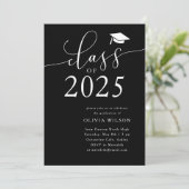 Klasse der Gold- und Black Graduation Party 2025 Einladung (Stehend Vorderseite)
