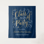 Klasse der Goldmedaille 2025-Navy-Graduation Party Wandteppich (Vorderseite)