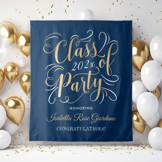 Klasse der Goldmedaille 2025-Navy-Graduation Party Wandteppich