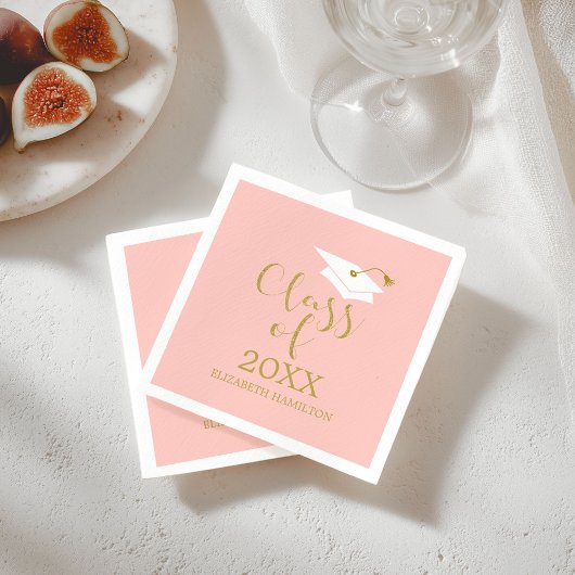 Klasse der Grad-Cap-Gold-Glitzer-Kalligraphie 2021 Serviette