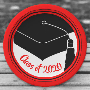 Klasse der Grad Cap Red und Black 2024 Pappteller