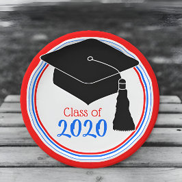 Klasse der Grad Cap Red White und Blue 2024 Pappteller