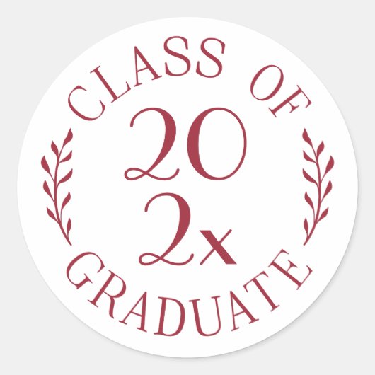 Klasse der Graduate Burgundy White Typografy Runder Aufkleber (Vorderseite)