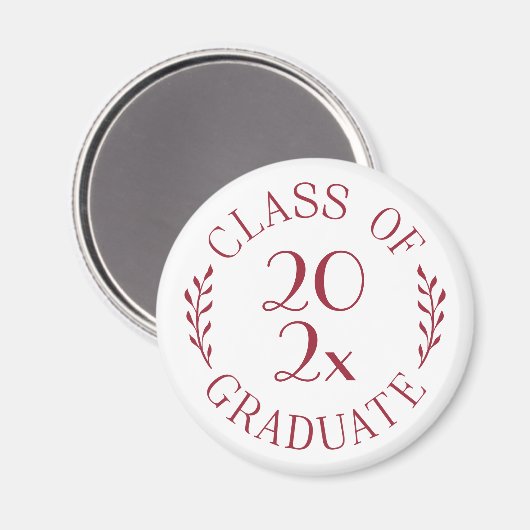 Klasse der Graduate Chic Burgundy Typografie 2025 Magnet (Vorderseite/Rückseite)