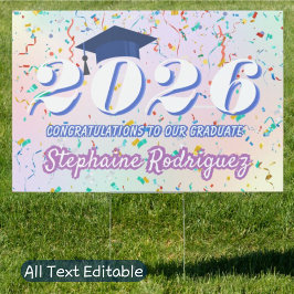 Klasse der Graduate Confetti Fun Graduation Cap 20 Gartenschild