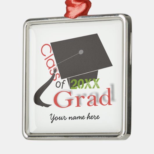 Klasse der Graduation Cap Custom Ornaments 2012 Silbernes Ornament (Links)