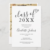 Klasse der Graduation-Party für das Script-Herz-Fo Einladung (Vorne/Hinten)