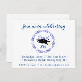 Klasse der Graduation Party Invitation Blue Einladungspostkarte (Vorne/Hinten)
