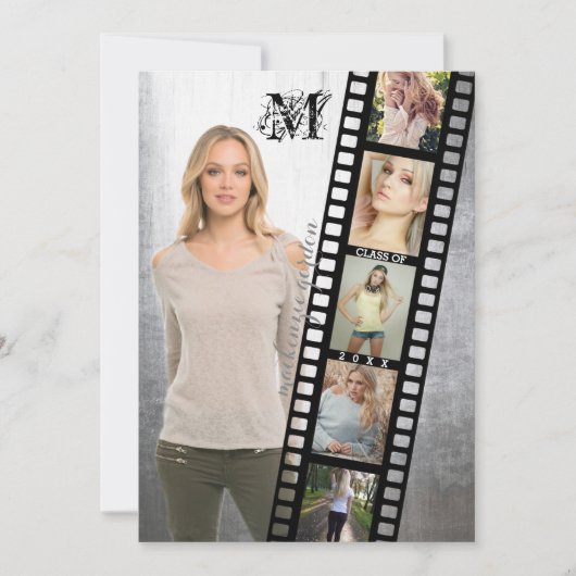 Klasse der Graduation Party Senior Portrait Negati Einladung (Vorderseite)