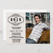 Klasse der Grau-Black-Foto-Abschlussfeier 2015 Einladung (Vorne/Hinten)