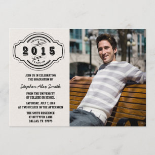 Klasse der Grau-Black-Foto-Abschlussfeier 2015 Einladung